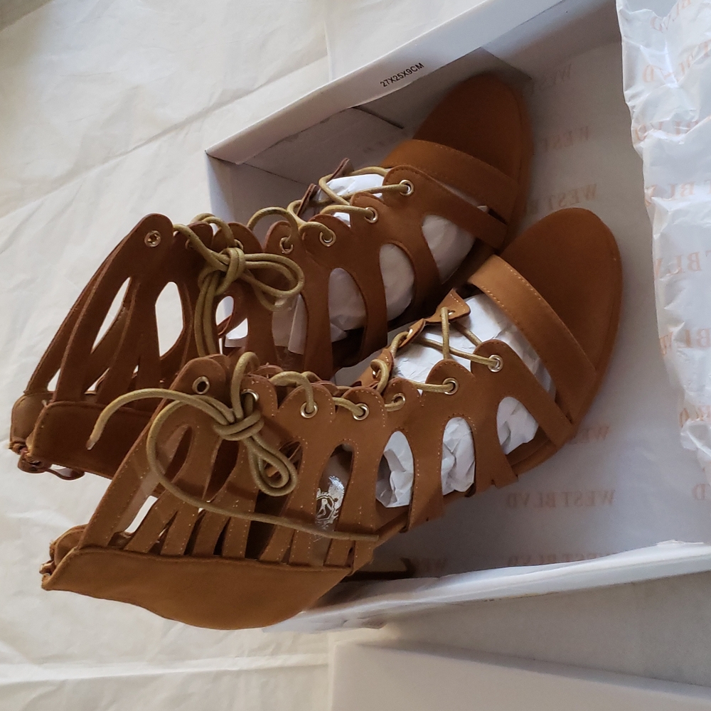 New Pump Gladiator Heels Caged Lace Up Platform Sandal Women's 10 - Picture 14 of 16